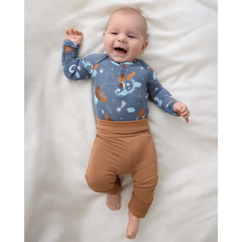 Chestnut Brown Fold Over Legging | Little Sleepies