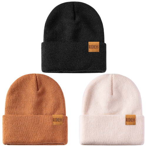 REDESS 3 Pack Kids Warm Winter Knit Cuffed Beanie Hat for Boy and Girl 0-3 Year old 