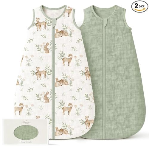 Konssy Muslin Baby Sleep Sack 0-6 Months, 0.8 TOG Baby Wearable Blanket