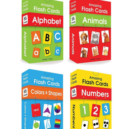 Amazing Flash Cards Set Of 4 Boxes: Early Development OF Preschool Toddler (220 Cards, Alphabet, Number, Animals, Colors And Shapes)