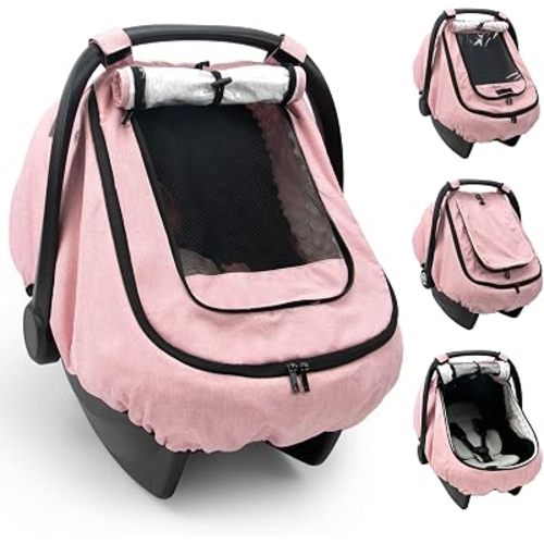 Waterproof Baby Car Seat Cover Canopy - Pink