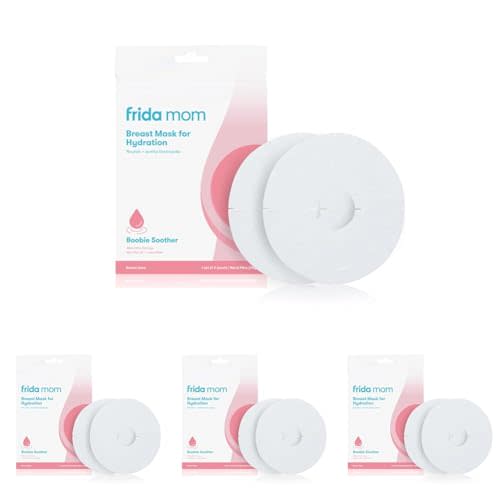 Frida Mom Hydration Packets for Breasts, Hydrate Nipples with Breast Mask Made with Aloe Vera, Honey, Tea Tree Oil, & Cucumber, 2 Sheet Masks (Pack of 4)