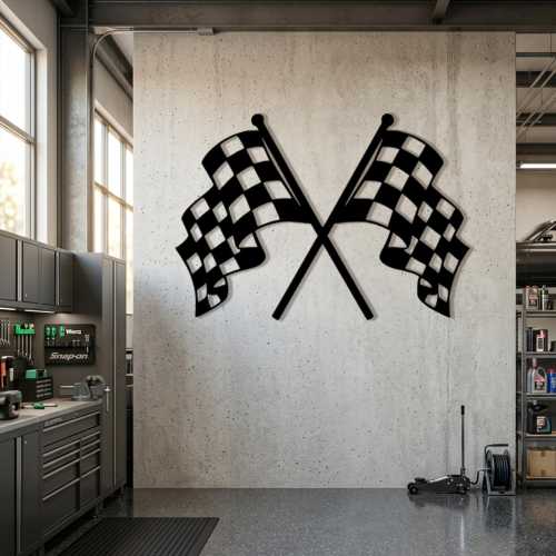 Checkered Flag Metal Wall Art, Racing Flag Decor, Garage Wall Decor, Motorsport Gift, Man Cave Sign, F1 Decor, Car Enthusiast Gift