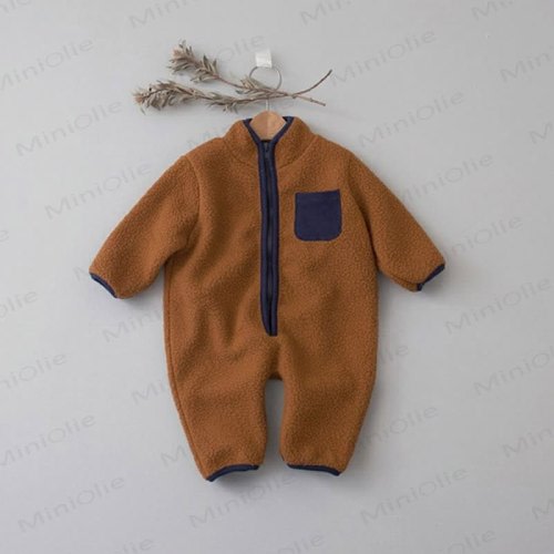 Baby Contrast Color Fleece Romper