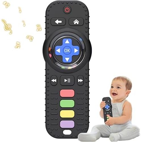 Fu Store Silicone Baby Teether Toys for 0-12 Momths 3-24 Months Infant Toddlers TV Remote Control Rattle Teethers for Babies Chew Toys Teething Relief Soothe Babies Gums, Black