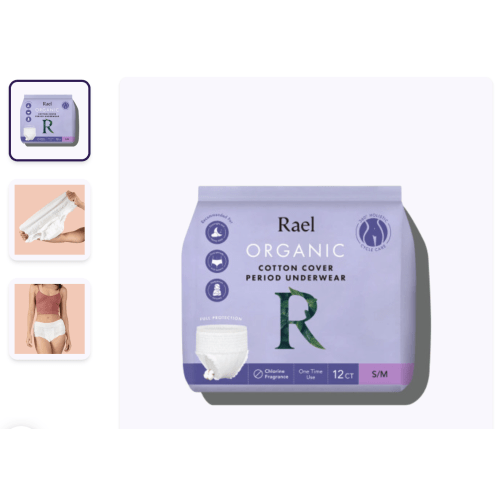 Rael Organic Cotton Disposable Period Underwear, L/XL