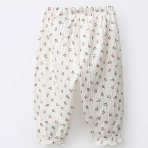 TEXTURED FLORAL PANTS - Ecru | ZARA United States
