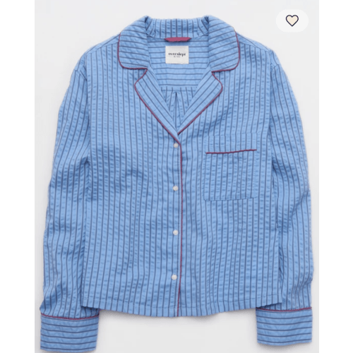 OVERSLEPT by Aerie Seersucker Long Sleeve Shirt