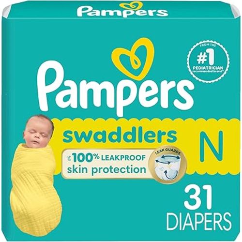 Pampers Baby Diapers - Swaddlers - Size 0, 31 Count, Ultra Absorbent Disposable Newborn Diaper