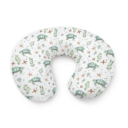 Watercolor Ocean Animals Sea Turtle Starfish Pattern Nursing Pillow Cover, Unisex Removable Breastfeeding Pillowcase Slipcover for Baby Girls Boys Newborns Toddlers, Cover Only