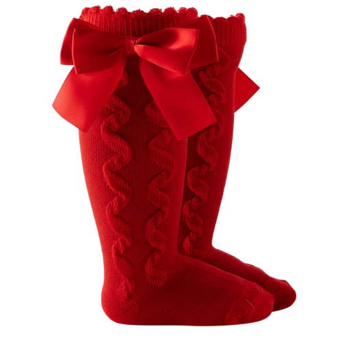 AJIWYH Baby High Socks Bow Stockings (Red,3-18 Months)