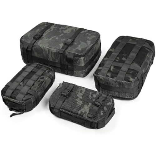 4 Set Tactical Packing Cubes ，Compressible Mesh Duffle Storage Bag,Portable Edc Molle Pouch Organizer.