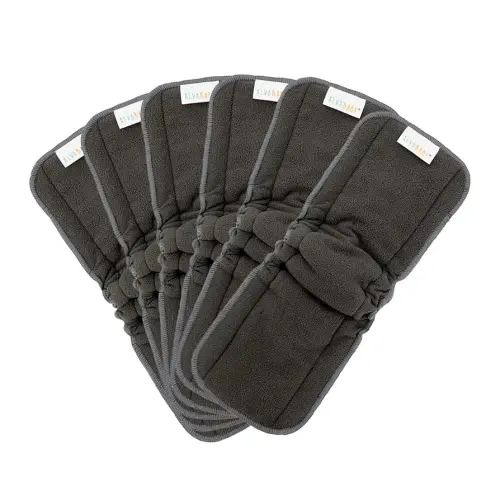 ALVABABY Reusable 4 Layers 6 Pack Inserts with Gussets for Baby Cloth Diaper and Cloth Diapers Covers 6FLN