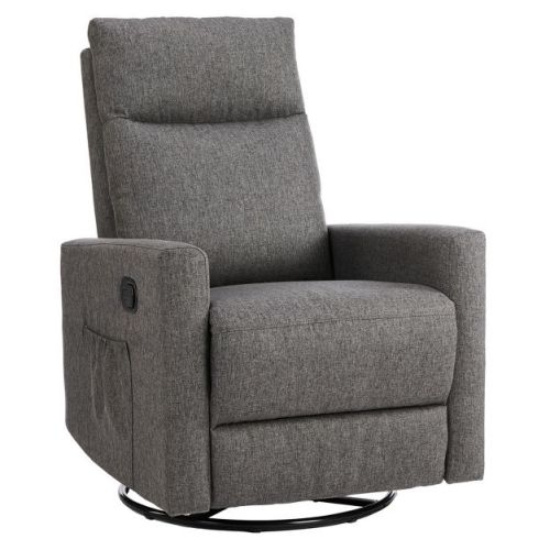Bestier Recliner Chair, 360 Swivel Rocker Chair for Adults, Upholstered Glider Rocker Recliners with High Back, Nursery Chairs for Living Room, Grey