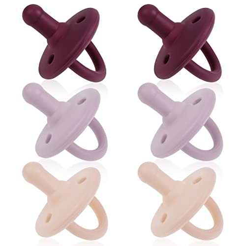 Sweet Child Pacifiers 0-18 Months, Set of 6 Ultra-Light Silicone Binkies with Collapsible Handle & 3 Air Holes for Added Safety, Best Newborn Pacifiers for Baby Boys Or Girls