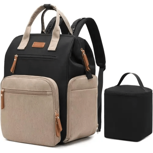 Breast Pump Bag for Spectra S1 S2 Medela, Convertible Large Diaper Bag Backpack for Working Moms with 14 inch Laptop Sleeve & Cooler Storage, Black Khaki