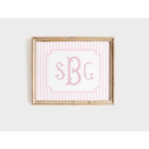 Monogram Art Print, Custom Watercolor Monogram Print, Nursery Wall Art, Grandmillennial Nursery Decor, College Dorm Decor, Monogram Print