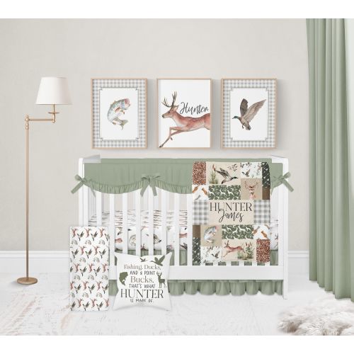 Hunting Nursery Bedding Set, Baby Boy Bedding, Deer Crib Bedding Set, Mallard Duck Hunting Nursery Decor, Fishing Baby Bedding Crib Sets Boy