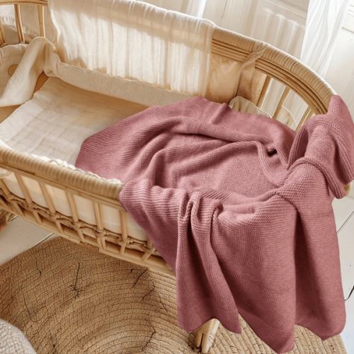 Cotton Classic Knit Baby Blanket - Plum