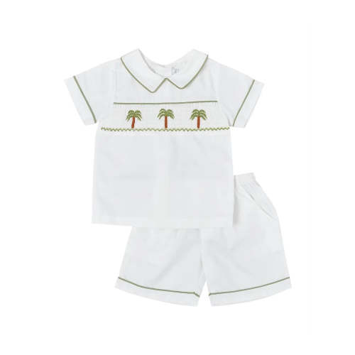 Palm Tree Smocked Shirt + Shorts