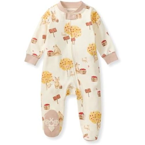 Burt's Bees Baby Baby Girls Pajamas, Zip Front Non-Slip Footed Sleeper Pjs, 100% Organic Cotton