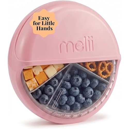 melii Snack Spinner for Kids & Toddlers | Spinning Snack Container with 3 Compartments, BPA-Free, Dishwasher Safe, Food Storage for Travel & Lunch (Pink)