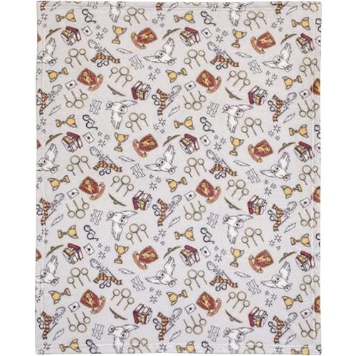 NoJo Harry Potter Magical Moments Grey and White Super Soft Baby Blanket