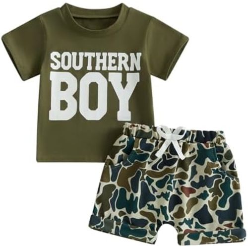 WZTYYDS Toddler Baby Boy Clothes Summer Southern Boy​ Hunting T-Shirt Duck Camo Shorts Set Country Outfit 1T 2T 3T 4T