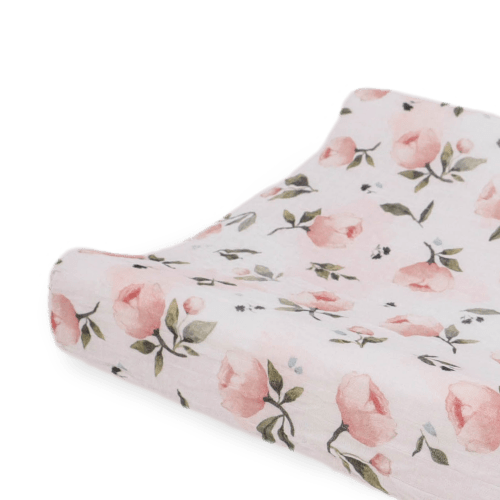 Organic Cotton Muslin Changing Pad Cover - Watercolor Floret