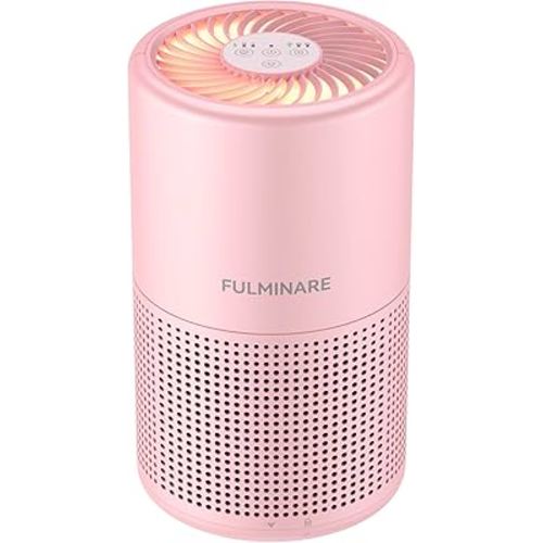 FULMINARE Air Purifiers for Bedroom H13 True HEPA Air Filter, Quiet Air Cleaner With Night Light, Portable Small Air Purifier for Home, Office, Living Room (Pink)