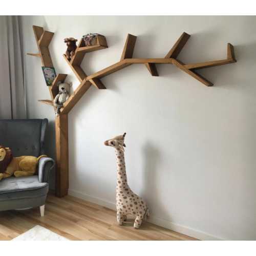Handmade Pine Wood Tree Branch Bookshelf, Natural Wood, Kids Bookshelf, Decorative Library, Farmhouse Bookshelves, Nursery Bookshelf