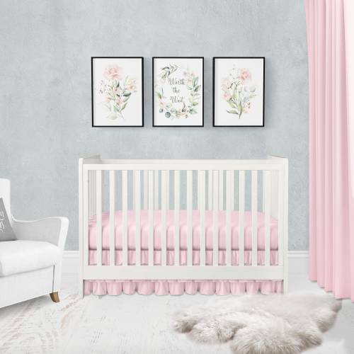 Pink Baby Crib Bedding, Solid Color Nursery Baby Bedding, Baby Girl Nursery Decor, Crib Sheet, Crib Skirt, Change Pad, Mini Crib