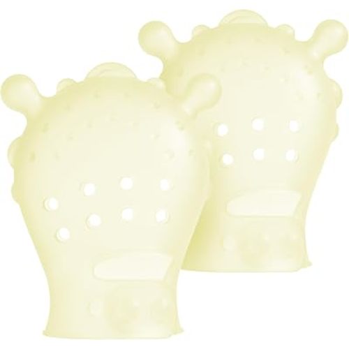 Olababy Silicone Newborn Mittens No Scratch, Mouthing Teething, (Lemon)