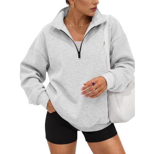 Trendy Queen Women's Oversized Sweatshirts Half Quarter Zip Fleece Sweaters