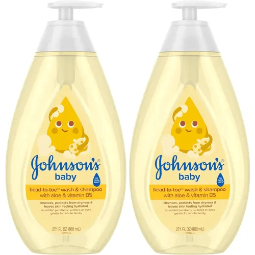 Johnson's Head-to-Toe Gentle Tear-Free Baby & Newborn Wash & Shampoo, Sulfate-, Paraben- Phthalate- & Dye-Free, Hypoallergenic Wash for Sensitive Skin & Hair, 27.1 fl. Oz (Pack of 2)