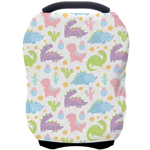 Car Seat Covers Canopy Cover - Multi-use Cover Carseat Canopy, Breathable Breastfeeding Cover, Car Seat Covers for Bbies, Boys & Girls Shower Gifts (Colorful Dinosaur)
