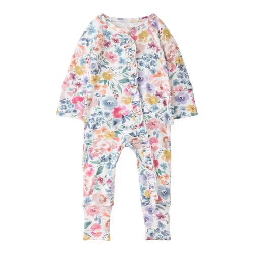 Little Sleepies Ruffle Zippy, Newborn Pajamas, Viscose from Bamboo Baby Pajamas, Girls Preemie Newborn Sleepers, 2-Way Zipper