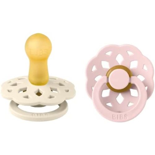 BIBS Pacifiers - Boheme Collection | BPA-Free Baby Pacifier | Made in Denmark | Set of 2 Ivory/Blossom Color Premium Soothers | Size 6-18 Months