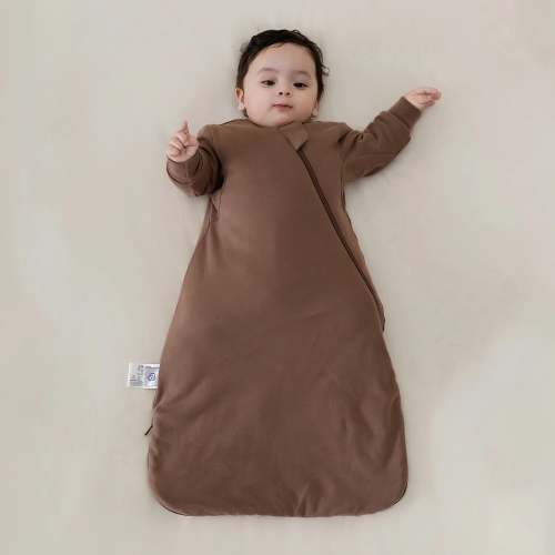 All Season Long Sleeve Sleep Sack 1.0 TOG - Organic Cotton & Camel Wool -Mocha Brown