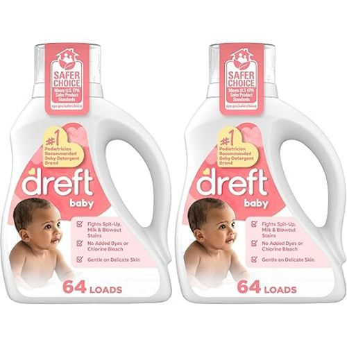Dreft Baby Liquid Laundry Detergent, Gentle on Sensitive Skin Laundry Soap, 150 fl oz, 114 Loads (Packaging May Vary)