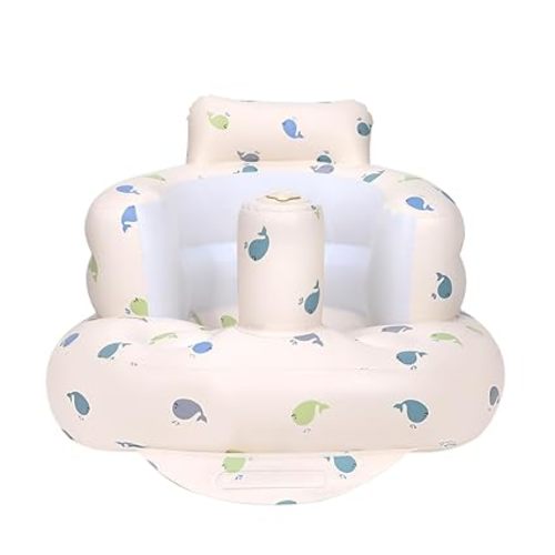 Inflatable Baby Chair, Inflatable Baby Seat for Babies 3 Months and Up, Summer Blow Up Chair with Built in Air Pump, Bumbo Seat for Learning to Sit, Palying, Camping, Whale