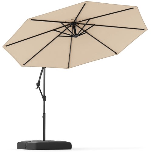 Costway 10 FT Offset Hanging Umbrella with Base Patio Cantilever