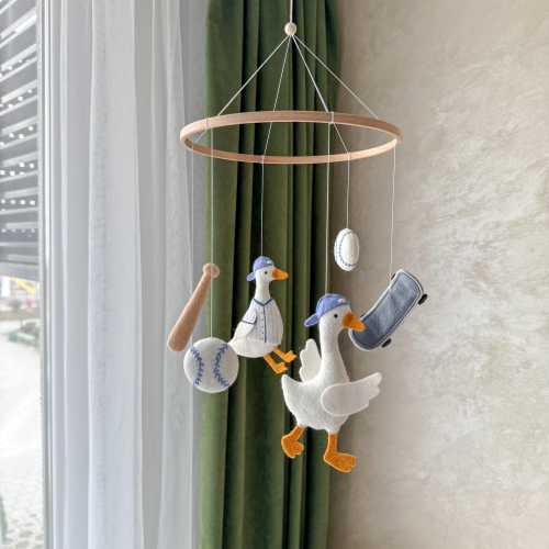 Silly Goose Baseball Baby Mobile: Sports Nursery Decor