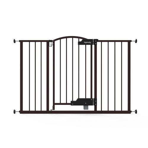 Ingenuity Easy Open Baby Gate & Dog Gate, Hands-Free Open Patent-Pending Foot Pedal, 27.5"-52" Wide, 28" Tall, Hardware or Pressure Mounted, Install in Doorway, Bottom of Stairs, or Wall - Espresso