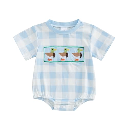 Infant Baby Boy Mallard Duck Clothes Summer Short Sleeve Romper One Piece Newborn Country Boy Farm Outfit