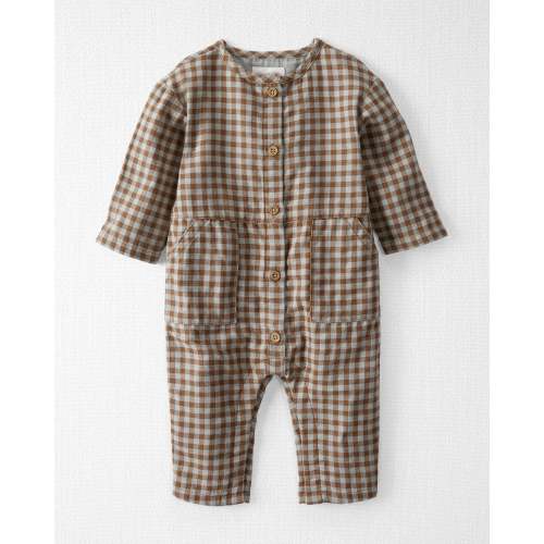 Baby Organic Cotton Gauze Button-Front Jumpsuit in Gingham - Little Planet | Carter's