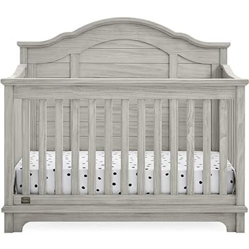 Delta Children Simmons Kids Asher 6-in-1 Convertible Crib with Toddler Rail, Rustic Mist