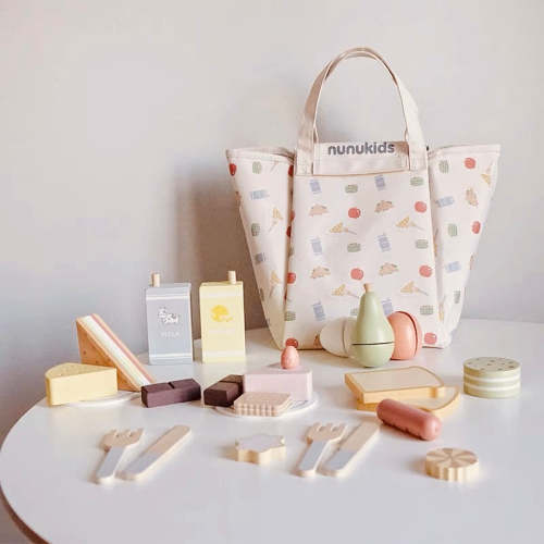 24-Piece Wooden Picnic Pack Pretend Play Set | Food Cutting & Role Play