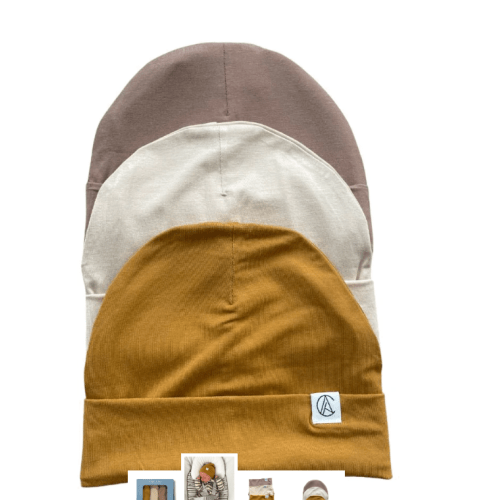 Newborn Satin Lined Jersey Beanie Gift Set-Neutral – Aarin & Co.