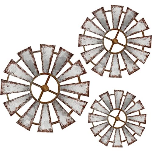 Yookeer 3 Pcs Wood Windmill Wall Decor Farmhouse Hanging Decoration Wooden Windmill Kitchen Decor Rustic Decor Living Room Sculpture Art for Bedroom Nursery Home Decor(Farmhouse)